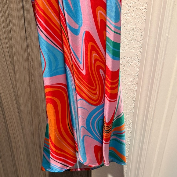 SHEIN Multicolor Swirl Maxi Dress - Blue, Red, Pink, Orange, Green - Picture 7 of 8